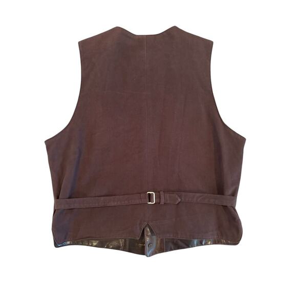 Banana Republic Vintage Leather Vest XL Brown Button Front Adjustable Western - Picture 2 of 6